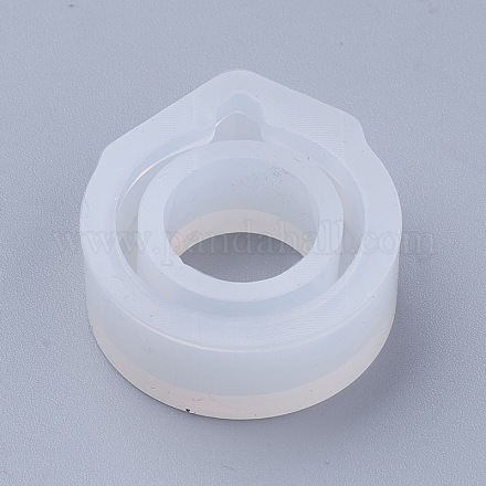 透明なdiyリングシリコンモールド  レジン型  UVレジン用  エポキシ樹脂ジュエリー作り  三角形  サイズ7  ホワイト  29x25.5x10mm DIY-WH0020-05G-1