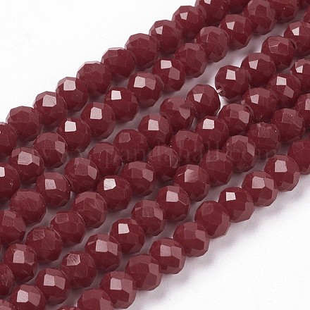 Facettierte einfarbige Glasrondelle Perlen Stränge GLAA-Q044-6mm-25-1