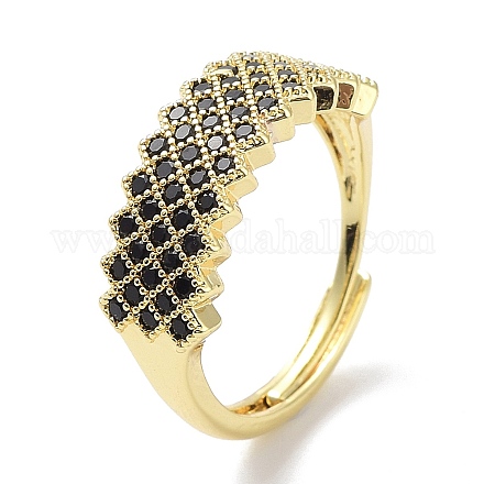 Brass Micro Pave Cubic Zirconia Rings RJEW-E077-04G-1