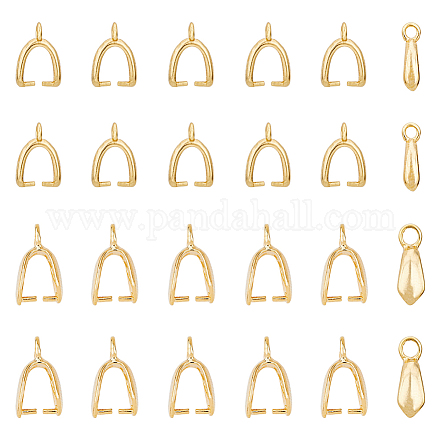 SUPERFINDINGS 40Pcs 2 Sizes Brass Pinch Clip Bail Clasp Rack Plating Eco-Friendly Brass Ice Pick Pinch Bails Gold Plated Bail Clasp for DIY Jewelry Making KK-FH0005-33-1