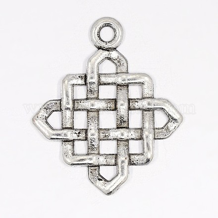 Antique Silver Tibetan Style Rhombus Pendants X-LF0752Y-1