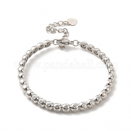 Bracelet manchette en perles de zircone cubique transparente avec fermoirs BJEW-E073-08P-1
