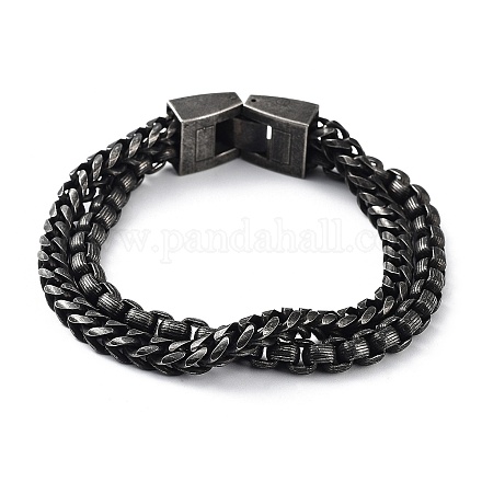 304 bracelets à maillons double couche en acier inoxydable pour hommes BJEW-D031-24B-1