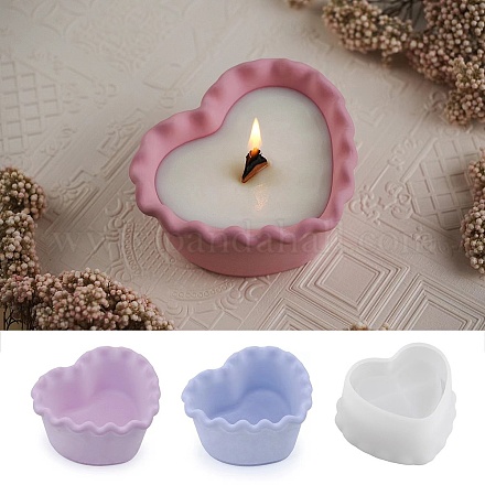 Heart with Wavy Edge DIY Candle Cups Silicone Molds DIY-G097-01-1
