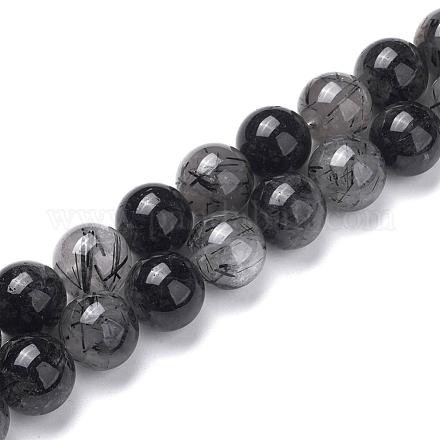 Natural Black Rutilated Quartz Beads Strands G-F362-07-12mm-1