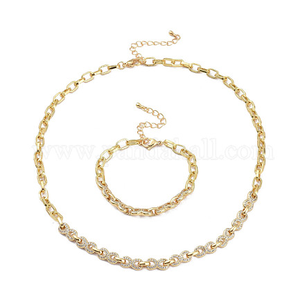 Ensembles de bijoux bracelets et colliers en zircone cubique infini SJEW-M098-02G-1