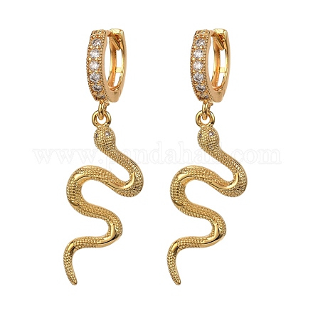 Brass Micro Pave Clear Cubic Zirconia Huggie Hoop Earrings EJEW-JE04227-02-1