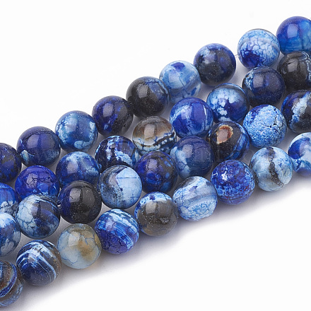 Chapelets de perles en agate craquelée naturelle teintée G-T100-04A-1