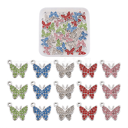 30 шт. 5 цвета из цинкового сплава с бабочками FIND-TA0001-61-1