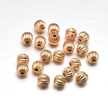 Rack Plating Brass Round Corrugated Beads KK-E657-43LG-RS-1