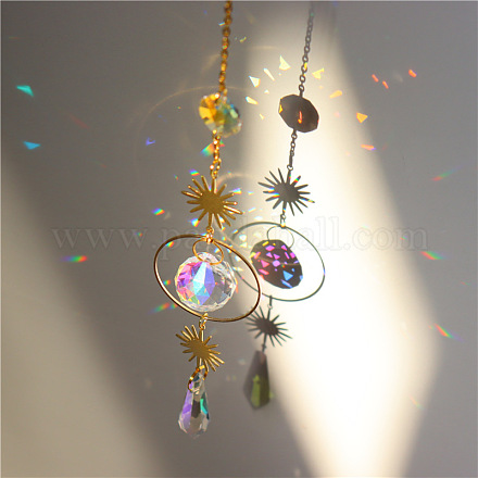 Grandes decoraciones colgantes de cristal de cuarzo HJEW-PW0001-018D-1