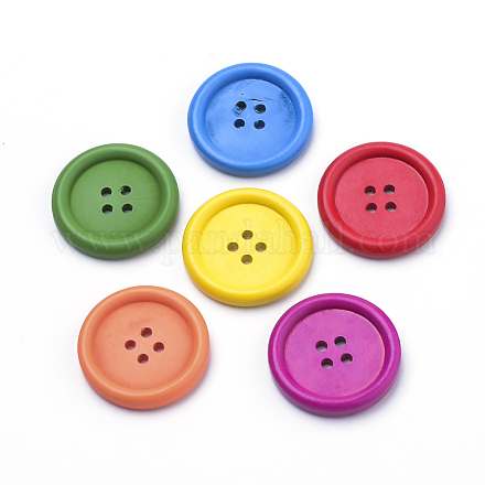 4-Hole Wooden Buttons WOOD-S035-08-15mm-1