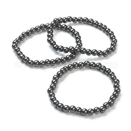Bracelets extensibles hématite perles synthétiques non-magnétiques BJEW-D446-B-22-1