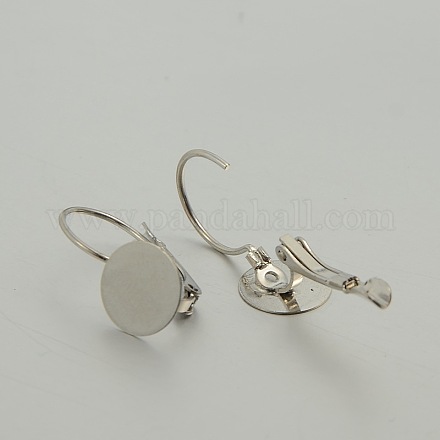 Accessoires de boucle d'oreille en dormeuse en laiton plaqué platine KK-J181-11P-1