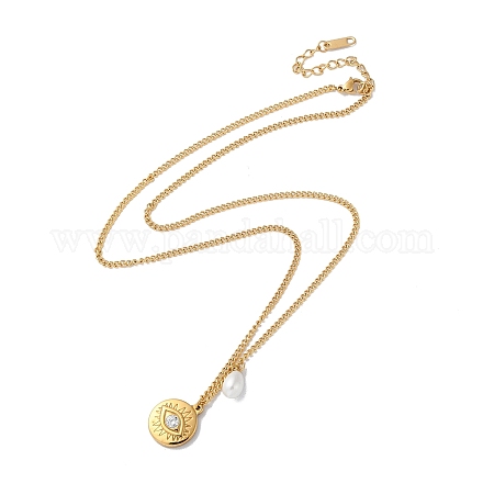 Goldene Halskette mit Anhänger aus Edelstahl QO1211-4-1