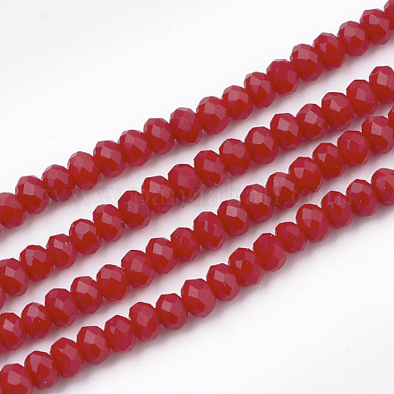 Chapelets de perles en verre opaque de couleur unie GLAA-S178-14B-02-1