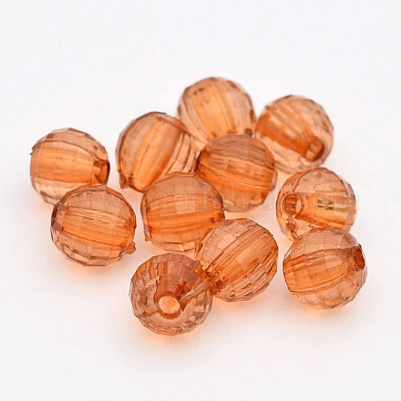 Faceted Round Transparent Acrylic Beads TACR-P053-8mm-25P-1