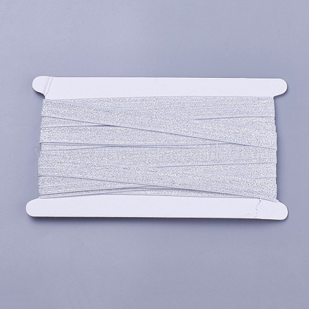 平らな弾性ゴムコード/バンド  ウェビング衣類縫製アクセサリー  紙カード付き  ライトグレー  15x0.5ミリメートル  10メートル/カードについて EC-WH0008-01-1