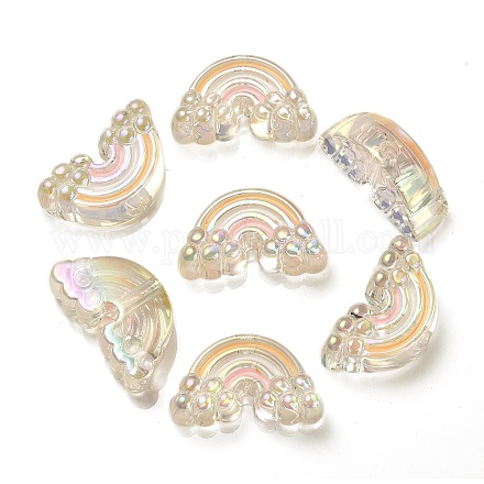 Placage uv perles d'émail acrylique irisé arc-en-ciel OACR-G012-08B-1