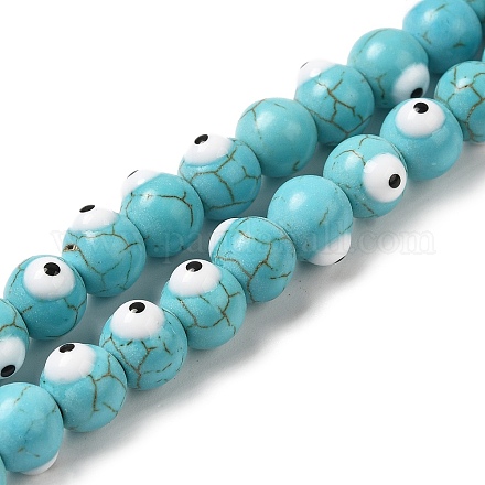 Brins de perles en émail turquoise synthétique G-P507-17A-1