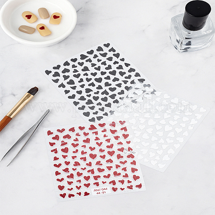 3 лист 3-х цветных наклеек для дизайна ногтей из ПВХ с рисунком в виде сердца&nbsp;MRMJ-LP0002-05-1