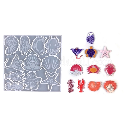 Moldes de silicona con cabujón de animales con tema del océano DIY-L071-01-1