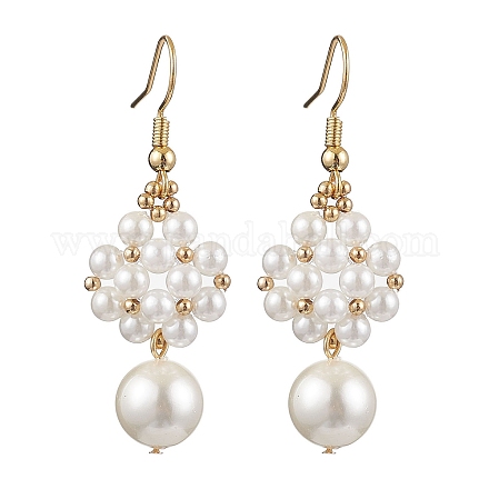 Женские серьги с подвесками из ракушек и латуни EJEW-TA00557-1