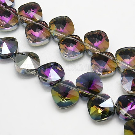 Half Plated Crystal Glass Beads Strands EGLA-F028-D02-1