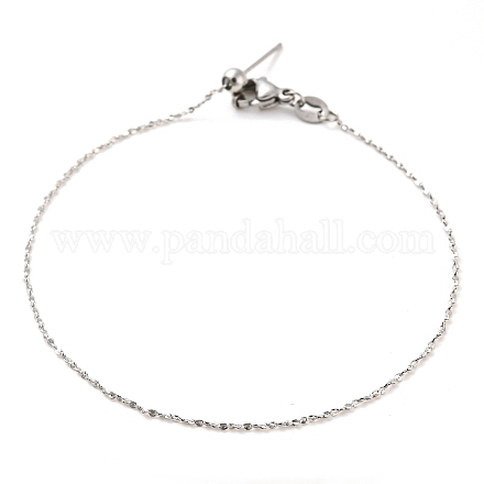 304 pulseras de cadenas ajustables con cuentas de acero inoxidable para mujer BJEW-M307-01B-P-1