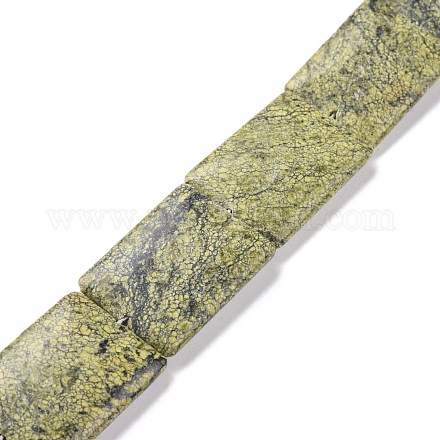 Cordón natural serpentina / verde cuentas de piedra hebras G-P469-01-1