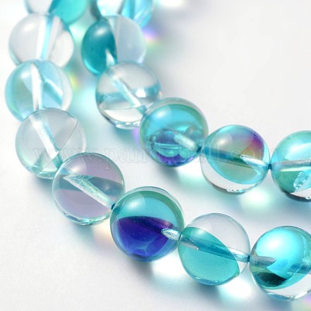Dyed Synthetic Moonstone Round Beads Strands G-L376-12mm-B04-1