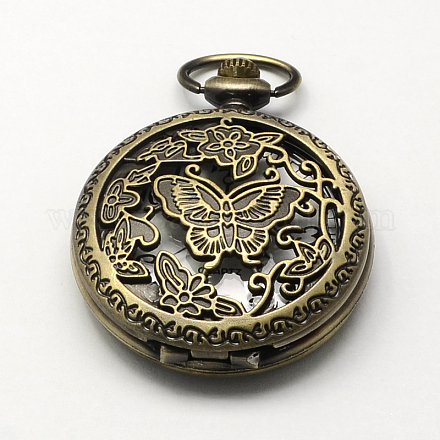 Vintage alliage de zinc cadrans creux de montres à quartz pour création de montre de poche collier pendentif  WACH-R005-27-1
