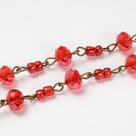 Catene di perle di vetro rondelle per creazione di bracciali collane AJEW-JB00116-04-1