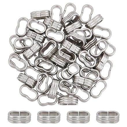 UNICRAFTALE 60pcs 6x12mm 201 Stainless Steel Slide Charm Two Large Hole Slider Loose Beads Connector Leather Wristband Locking Clips Spacer Beads for Leather Cord Bracelets Jewelry Making STAS-UN0043-62-1