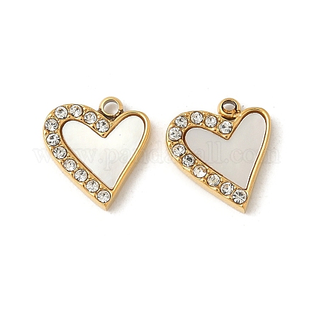 Подвески-ракушки из нержавеющей стали 304 со стразами STAS-V015-19G-1