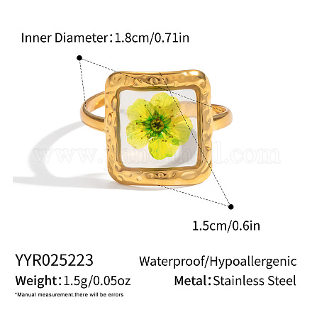 Кольца в форме цветка из нержавеющей стали 304 с эмалью для женщин VV0742-2-1