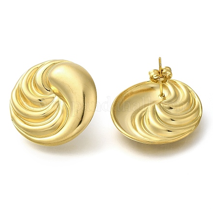 Ионное покрытие (ip) плоские круглые серьги-гвоздики из нержавеющей стали 304 EJEW-I312-08G-1