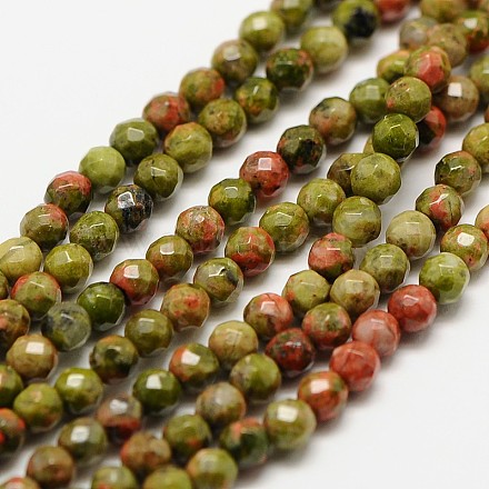 Natural Unakite Beads Strands G-A129-3mm-13-1