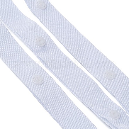 ポリエステル縫製スナップボタンテープ  プラスチックボタンファスナーの交換  ベビーランジェリー股間縫製用  ダンスドレス  ホワイト  18x2~4mm DIY-XCP0002-65-1