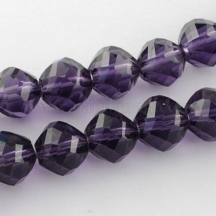 Faceted Indigo Glass Round Bead Strands X-GLAA-R043-12mm-04-1