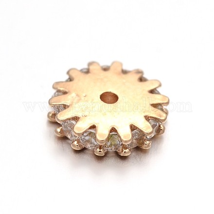 Micro ottone placcatura cremagliera spianare rotonde piatto perline zirconi ZIRC-I012-28RG-RS-1
