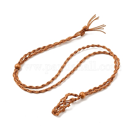 Geflochtene Makramee-Beutel-Halskette aus Wachsseil herstellen NJEW-J007-06-1