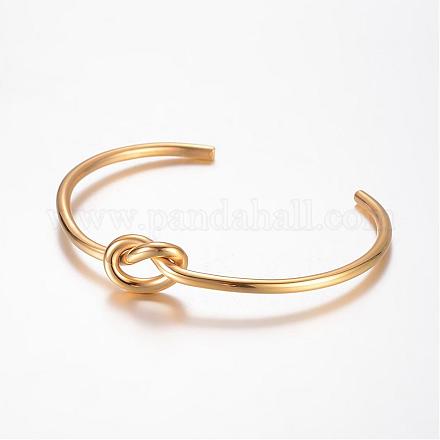 Design unique 304 des bracelets de manchette en acier inoxydable BJEW-K105-07G-1