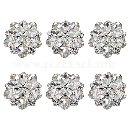 6 шт. стеклянные пуговицы со стразами BUTT-FG0001-52P-1