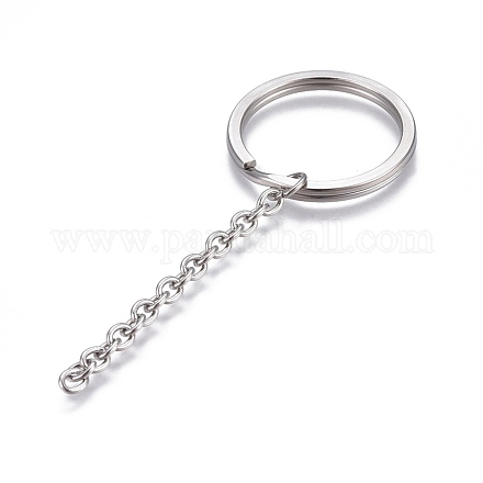 304 Stainless Steel Split Key Ring Clasps STAS-L226-009E-1
