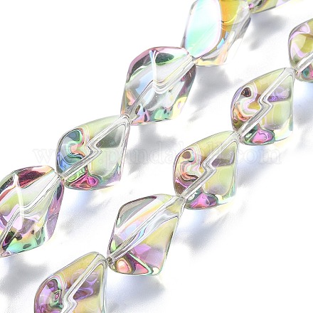 Fils de perles de verre transparentes plaquées demi-arc-en-ciel EGLA-E060-01A-HR02-1