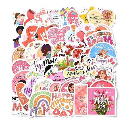 Mother's Day Self-Adhesive Paper Gift Tag Stickers AJEW-Z019-01D-1