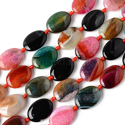 Natur Multi-Color-Achat Perlen Stränge G-S370-045-1