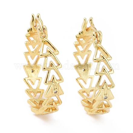Boucles d'oreilles créoles triangle en laiton plaqué en rack avec zircone cubique transparente pour femme KK-E033-06G-1