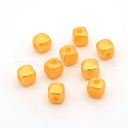 Opaque ABS Plastic Imitation Pearl Cube Beads MACR-M016-11-1